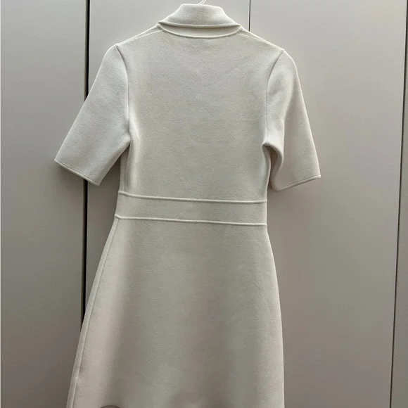 White Crepe Knit Button-Up Dress Scanlan Theadore - Picture 2 of 2